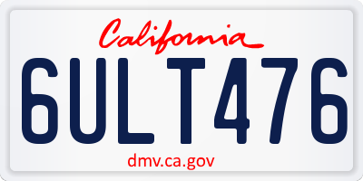 CA license plate 6ULT476