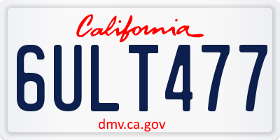 CA license plate 6ULT477