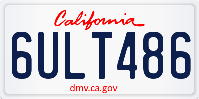 CA license plate 6ULT486