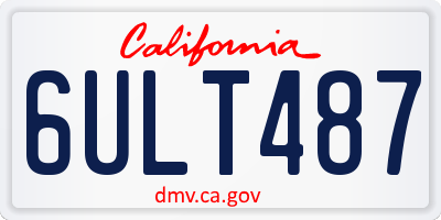 CA license plate 6ULT487
