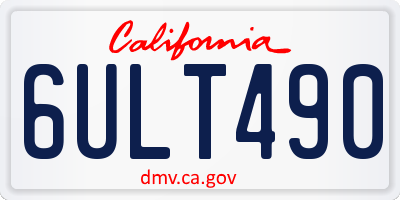 CA license plate 6ULT490