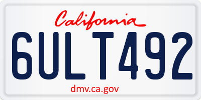 CA license plate 6ULT492