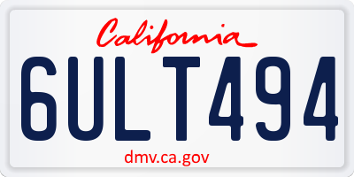 CA license plate 6ULT494