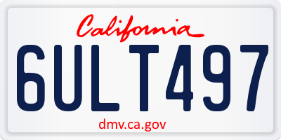 CA license plate 6ULT497