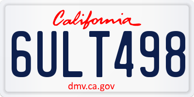 CA license plate 6ULT498