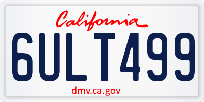CA license plate 6ULT499