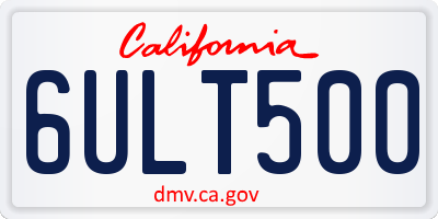 CA license plate 6ULT500