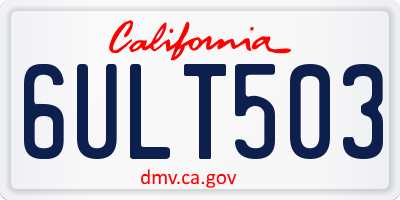 CA license plate 6ULT503