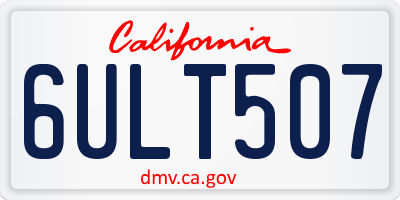 CA license plate 6ULT507