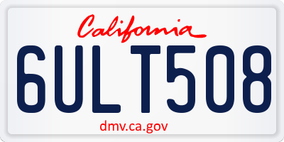 CA license plate 6ULT508