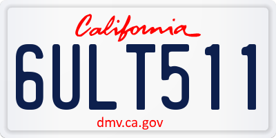 CA license plate 6ULT511