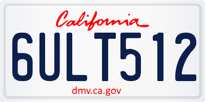 CA license plate 6ULT512