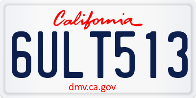 CA license plate 6ULT513