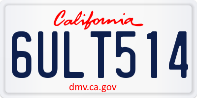 CA license plate 6ULT514