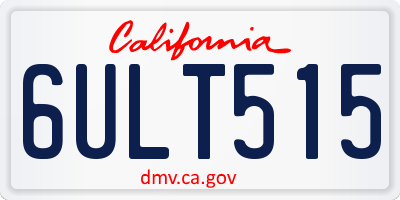 CA license plate 6ULT515