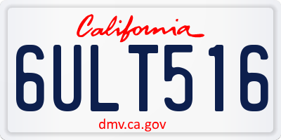 CA license plate 6ULT516