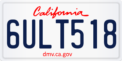 CA license plate 6ULT518