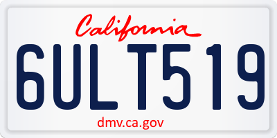 CA license plate 6ULT519