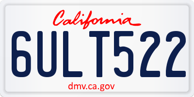 CA license plate 6ULT522