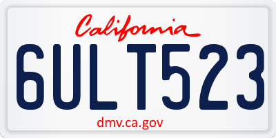 CA license plate 6ULT523