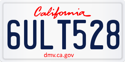 CA license plate 6ULT528