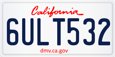 CA license plate 6ULT532
