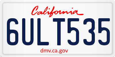 CA license plate 6ULT535