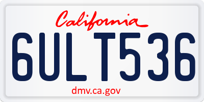 CA license plate 6ULT536