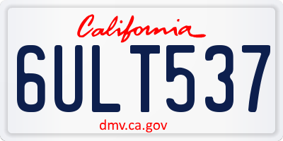 CA license plate 6ULT537