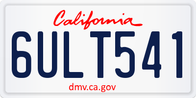 CA license plate 6ULT541