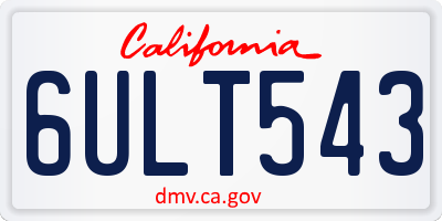CA license plate 6ULT543