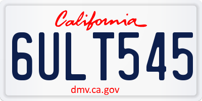 CA license plate 6ULT545