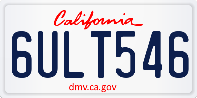 CA license plate 6ULT546