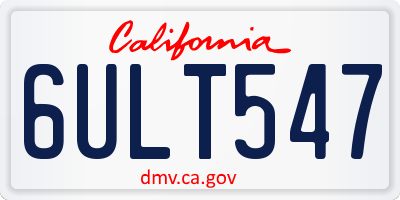 CA license plate 6ULT547
