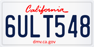 CA license plate 6ULT548