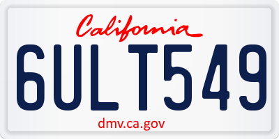 CA license plate 6ULT549