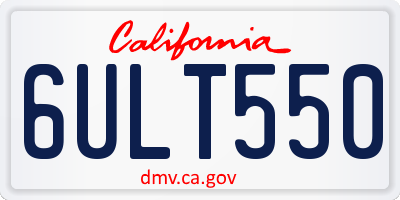 CA license plate 6ULT550