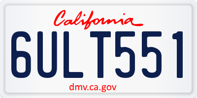 CA license plate 6ULT551