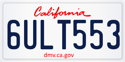 CA license plate 6ULT553