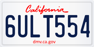CA license plate 6ULT554