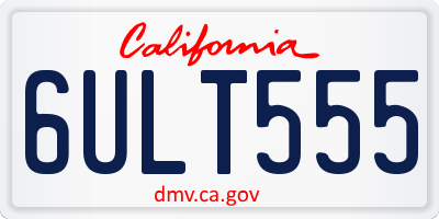 CA license plate 6ULT555