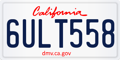 CA license plate 6ULT558