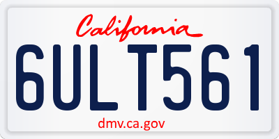 CA license plate 6ULT561