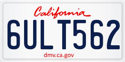 CA license plate 6ULT562