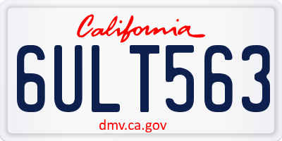 CA license plate 6ULT563