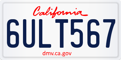 CA license plate 6ULT567