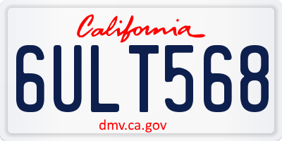 CA license plate 6ULT568