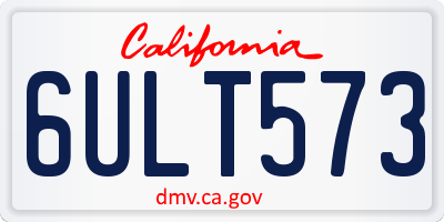 CA license plate 6ULT573