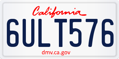 CA license plate 6ULT576