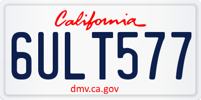 CA license plate 6ULT577
